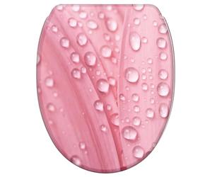 Sanilo Soft Close Toilet Seat with Quick Release, Toilet Lid Detachable at the Press of a Button, Easy Installation from Above (Pink Flower)
