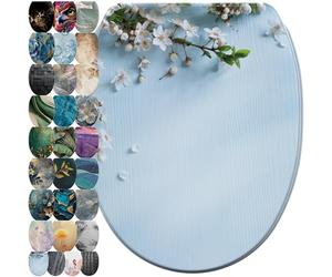 Sanilo Soft Close Toilet Seat with Quick Release, Toilet Lid Detachable at the Press of a Button, Easy Installation from Above (Sakura)