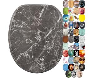 Sanilo Soft Close Toilet Seat with Quick Release, Toilet Lid Detachable at the Press of a Button, Easy Installation from Above (Marble Grey)