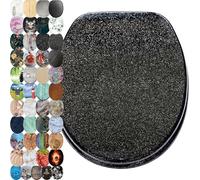Sanilo Toilet Seat, Great Range of Colorful Toilet Seats, Stable Hinges, Easy to Mount (Glittering Black)