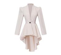 Saniplaycos Women's Steampunk Victorian Jacket Coat Medieval Vintage Gothic Tailcoat Long Sleeve Tuxedo Shirt, White, S