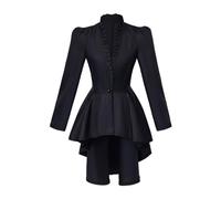 Saniplaycos Women's Steampunk Victorian Jacket Coat Medieval Vintage Gothic Tailcoat Long Sleeve Tuxedo Shirt, Black, XXL