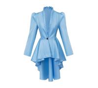 Saniplaycos Women's Steampunk Victorian Jacket Coat Medieval Vintage Gothic Tailcoat Long Sleeve Tuxedo Shirt, Light Blue, M