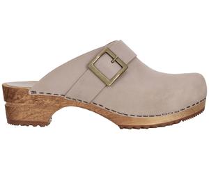 Sanita 'Big Buckle' Danish Clogs in Olive Grey (Art:453062)