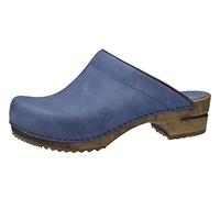 Sanita Chrissy Mule Clog | Original Handmade Wooden Leather Clog for Women | Sustainable Sole | Dove Blue | 8 UK