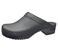 Sanita Chrissy Mule Clog | Original Handmade Wooden Leather Clog for Women | Sustainable Sole | Black | 6.5 UK