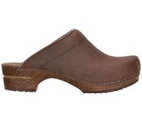 Sanita Chrissy Mule Clog | Original Handmade Wooden Leather Clog for Women | Sustainable Sole | Antique Brown | 6 UK