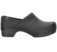 Sanita Julie Mule Clog | Original Handmade Wooden Leather Clog for Women, Size: 4 UK, Black