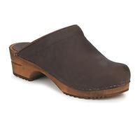 Sanita Chrissy Mule Clog | Original Handmade Wooden Leather Clog for Women | Sustainable Sole | Antique Brown | 6 UK