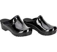 Sanita Damen Offener Clog Original-Metallic Patent Open Black