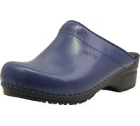Sanita | Sonja PU Mule Clog | Original Handmade Flexible Leather Clog for Women | Anatomical Shaped Footbed with Soft Foam | Blue Denim | 8 UK