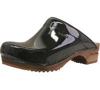 Sanita Damen Offener Clog Wood-Classic Patent Open Black