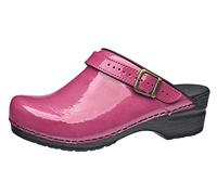 Sanita | Freya Mule Clog | Original Handmade Flexible Leather Clog for Women | Anatomical Shaped Footbed with Soft Foam | Heel Strap | Fuchsia red | 4 UK