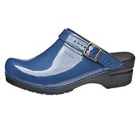 Sanita | Freya Mule Clog | Original Handmade Flexible Leather Clog for Women | Anatomical Shaped Footbed with Soft Foam | Heel Strap | Blue | 4 UK