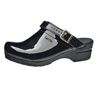 Sanita Freya Open Clog Original Handmade Flexible Leather Clogs for Women Anatomically Shaped Foot Bed with Soft Foam Adjustable Heel Strap, Black, 2 UK