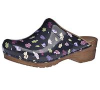 Sanita | Illo Mule Clog | Original Handmade Flexible Patent Leather Clog for Women | Maximum Stability | Anatomical Shaped Footbed with Soft Foam | Shock Absorbing Heel | Black | 8 UK