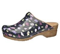 Sanita | Illo Mule Clog | Original Handmade Flexible Patent Leather Clog for Women | Maximum Stability | Anatomical Shaped Footbed with Soft Foam | Shock Absorbing Heel | Black | 8 UK