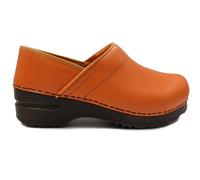 Sanita Professional Izabella Closed Clog | Original Handmade Flexible Leather Clog for Women | Maximum Stability | Anatomical Shaped Footbed with Soft Foam | Shock Absorbing Heel | Orange | 6 UK