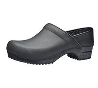 Sanita Julie Mule Clog | Original Handmade Wooden Leather Clog for Women, Size: 6 UK, Black