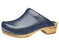 Sanita Lars Mule Clog | Original Handmade Wooden Leather Clog for Men, Size: 9.5 UK, Blue