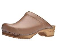 Sanita Lars Mule Clog | Original Handmade Wooden Leather Clog for Men | Sustainable Sole | Cognac Brown | 6.5 UK