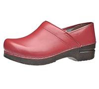 Sanita Professional Izabella Closed Clog | Original Handmade Flexible Leather Clog for Women | Maximum Stability | Anatomical Shaped Footbed with Soft Foam | Shock Absorbing Heel | Red | 4 UK