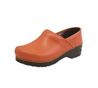 Sanita Professional Izabella Closed Clog | Original Handmade Flexible Leather Clog for Women | Maximum Stability | Anatomical Shaped Footbed with Soft Foam | Shock Absorbing Heel | Orange | 6.5 UK