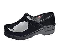Sanita Professional Patent Closed Clog | Original Handmade Flexible Leather Clog for Women | Maximum Stability | Anatomical Shaped Footbed with Soft Foam | Shock Absorbing Heel | Black | UK 4