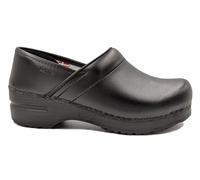 Sanita Professional PU Closed Clog | Original Handmade Flexible Leather Clog for Men | Maximum Stability | Anatomical Shaped Footbed with Soft Foam | Shock Absorbing Heel | Black | 10.5 UK