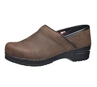 Sanita | Professional Textured Oil Closed Clog | Original Handmade Flexible Leather Clog for Women | Anatomical Shaped Footbed with Soft Foam | Brown | UK 3