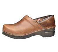 Sanita Professional Vintage Closed Clog | Original Handmade Flexible Leather Clog for Women | Maximum Stability | Anatomical Shaped Footbed with Soft Foam | Shock Absorbing Heel Height | Brown | UK 5