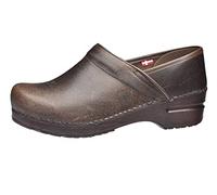 Sanita Professional Vintage Closed Clog | Original Handmade Flexible Leather Clog for Women, Size: 7 UK, Antique Brown