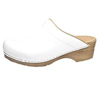 Sanita Sandra Mule Clog | Original Handmade Flexible Leather Clog for Women | Maximum Stability | Anatomical Shaped Footbed with Soft Foam | Shock Absorbing Heel | White | 41 UK
