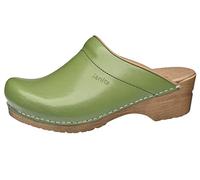 Sanita Sandra Mule Clog | Original Handmade Flexible Leather Clog for Women | Maximum Stability | Anatomical Shaped Footbed with Soft Foam | Shock Absorbing Heel | Green | 38 UK