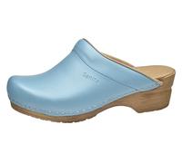 Sanita Sandra Mule Clog | Original Handmade Flexible Leather Clog for Women | Maximum Stability | Anatomical Shaped Footbed with Soft Foam | Shock Absorbing Heel | Turquoise | 37 UK