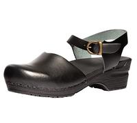 Sanita Sansi Leather Sandal | Original Handmade for Women | Anatomical Shaped Footbed with Soft Foam | Adjustable Ankle Strap | Black | 4 UK
