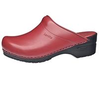 Sanita | Sonja PU Mule Clog | Original Handmade Flexible Leather Clog for Women | Anatomical Shaped Footbed with Soft Foam | Red | 3 UK