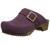 Sanita Urban Mule Clog | Original Handmade Wooden Leather Clog for Women | Violette Aubergine | UK 6.5