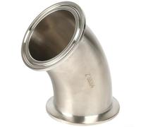 Sanitary 3A 45-degree elbow pipe fitting with clamp type connection, manufactured from 304 stainless steel for resistance and stable joints in piping (K25.2)