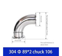 Sanitary 90 Degree Elbow Tri Clamp Ferrule End 304 Stainless Steel Pipe Fitting for Food, Beverage, Biotechnology and Pharmaceutical Applications, Compatible(89MM)