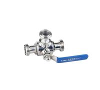 Sanitary Ball Valve 3 Way Stainless Steel SS304 Homebrewing Valve Food Grade(DN32 OD38 K50.5,T Port)