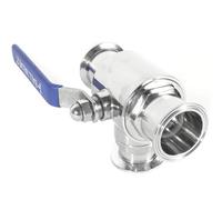 Sanitary Ball Valve with 3-Way T Port and Locking Handle for Industrial Fluid Control Applications