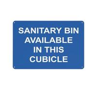 Sanitary Bin Available In This Cubicle Rust Free Aluminum Metal Sign - Printed With Professional Graphics - 8x12 Inch - Indoor & Outdoor Use