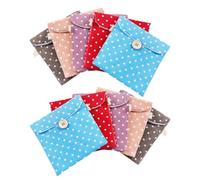 Sanitary Linen Pouch Cotton Storage Bag 10pcs Towel | Button Closure, Lightweight Portable Pouch, Random Colours, for Women and Girls Random Color