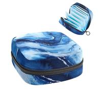Sanitary Napkin Storage Bag, Blue and White Watercolor Frozen River Portable Menstrual Pad Bag, Panty Liners Tampons Sanitary Pads Storage Holder for Women School Office