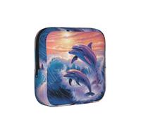 Sanitary Napkin Storage Bag for Women Portable Period Bag with Zipper | Dolphins Art Period Pouch Gifts For Teen Girls, Sanitary Pads Bag Tampons Holder For Purse, Travel