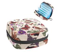 Sanitary Napkin Storage Bag, Period Bag for School Teen Girls, Butterflies Pansies Birds, Portable Period Pouch with Zipper, Sanitary Pads Bag Tampons Holder for Purse