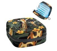 Sanitary Napkin Storage Bag, Period Bag for School Teen Girls, Giraffe Flowers Jungle, Portable Period Pouch with Zipper, Sanitary Pads Bag Tampons Holder for Purse