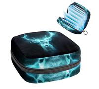 Sanitary Napkin Storage Bag, Period Bag for School Teen Girls, Glowing Dear, Portable Period Pouch with Zipper, Sanitary Pads Bag Tampons Holder for Purse