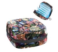 Sanitary Napkin Storage Bag, Period Bag for School Teen Girls, Hydrangea Butterflies, Portable Period Pouch with Zipper, Sanitary Pads Bag Tampons Holder for Purse